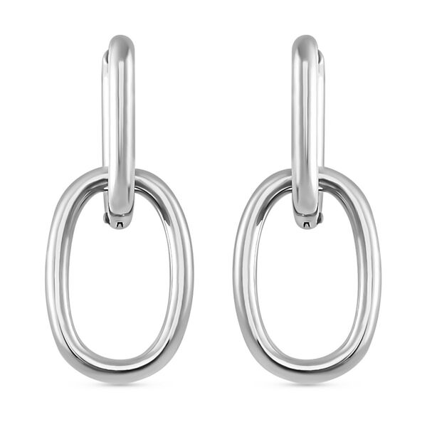 Kettenglieder-Ohrringe, Reiner Edelstahl, Silberfarben