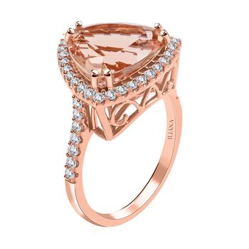 ILIANA zertifiziert und gepr&uuml;ft AAA Morganit und SI-GH Diamant Ring in 750 Ros&eacute;gold - 5,75 ct.