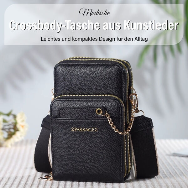 PASSAGE Crossbody Tasche, 18x6,5x11cm, Schwarz image number 1