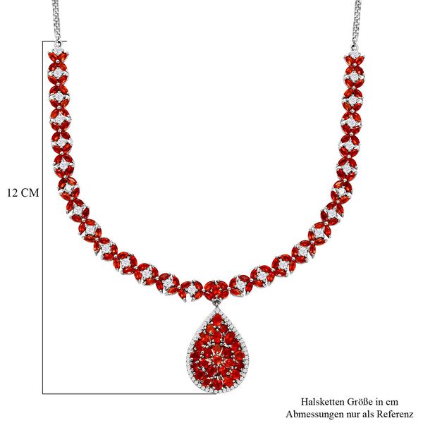 Purpurroter Feuer Opal und Wei&szlig;er Zirkon, Halskette, ca. 45 cm 925 Silber platiniert ca. 13.35 ct image number 5