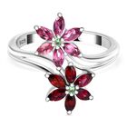 Roter Granat, Lotus Granat Ring 925 Silber rhodiniert (Größe 20.00) ca. 1,27 ct