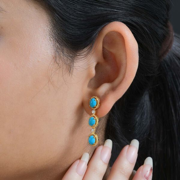 Amerikanischer, nat&uuml;rlicher Sleeping Beauty T&uuml;rkis Ohrringe, ca. 2.94 ct image number 3