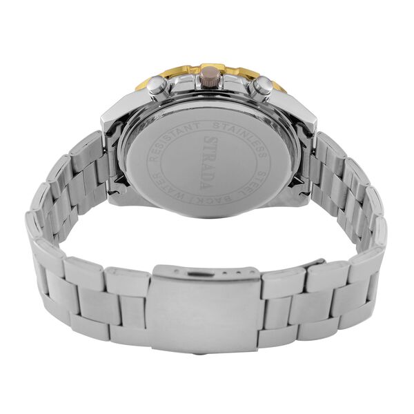 STRADA - Japanisches Uhrwerk mit rotierbarem Skalenring und Edelstahl-Gold-Plattierung, bicolor, Weiß und Gelb image number 6