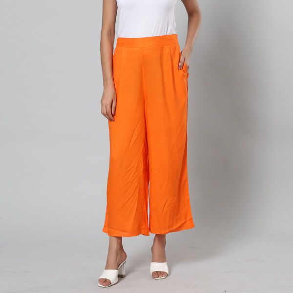 Einfarbige Palazzo Hose, Gr&ouml;&szlig;e L/XL, Gelb image number 3