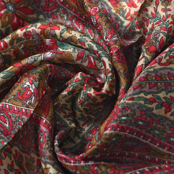 Bedruckter Schal aus 100% Seidensatin, Braun image number 6