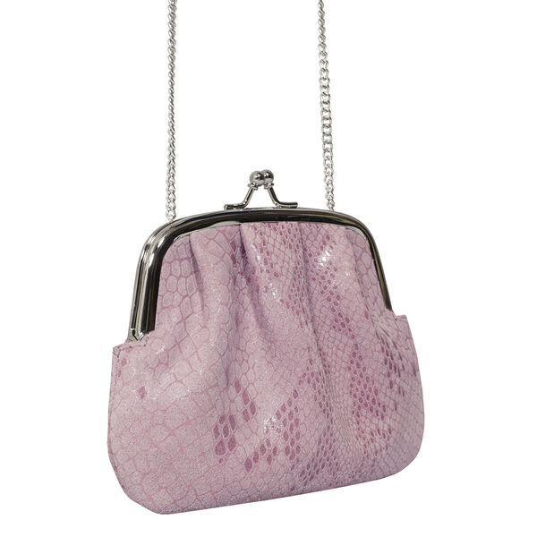 ASSOTS LONDON - Geldbörse aus 100% echtem Leder mit abnehmbarem Schulterriemen, Schlangenmuster, Rosa image number 5