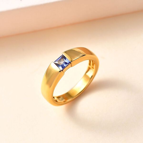 Tansanit Ring 925 Silber 750 Gelbgold Vermeil (Größe 17.00) ca. 0,31 ct image number 2
