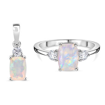 D'Joy AA Nat&uuml;rlicher, &auml;thiopischer Welo Opal Schmuckset 925 Silber rhodiniert (Gr&ouml;&szlig;e 16) ca. 2,13 ct.