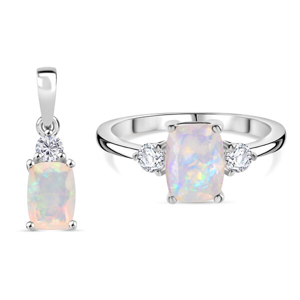 D'Joy AA natürliches, äthiopisches Welo Opal und Zirkon Schmuckset, 925 Silber rhodiniert - 2,13 ct. image number 0