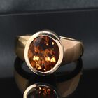 Madeira Citrin Solitär Ring 925 Silber 585 Vergoldet image number 1