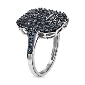 Blauer Diamant-Ring, 925 Silber platiniert (Gr&ouml;&szlig;e 20.00) ca. 1.00 ct