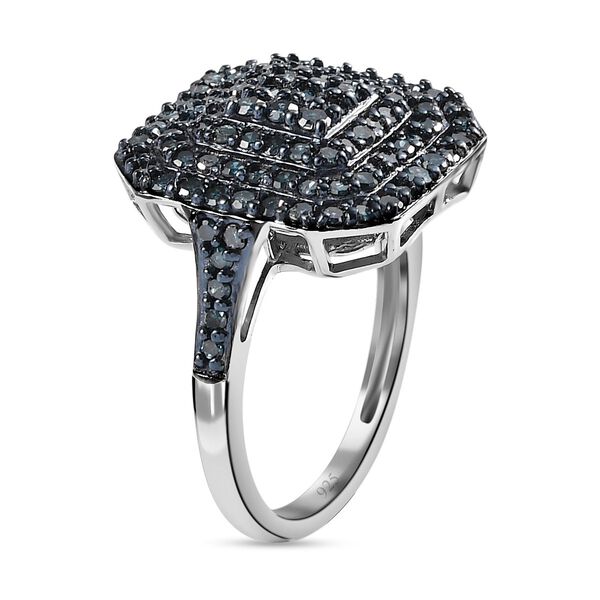 Blauer Diamant-Ring, 925 Silber platiniert (Gr&ouml;&szlig;e 20.00) ca. 1.00 ct image number 3