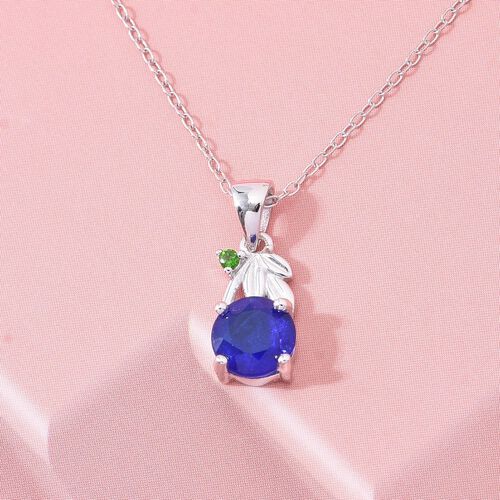 Blauer Spinell und natürlicher Chromdiopsid Anhänger mit 50cm Kette - 0,86 ct. image number 1