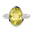 Ouro Verde-Quarz und weißer Zirkon-Ring, 925 Silber platiniert (Größe 17.00) ca. 5,77 ct