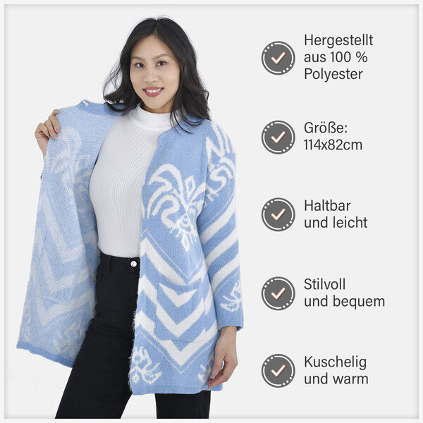 Winter Cardigan mit Kapuze, wei&szlig; und blau image number 6