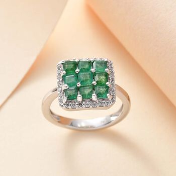 AAA Smaragd und Zirkon Ring - 1,70 ct.