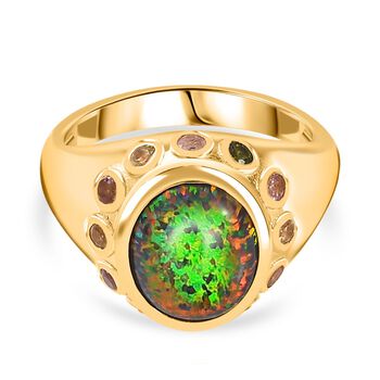 Labor schwarzer Opal und Multi-Turmalin-Ring - 1,98 ct.