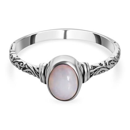 Royal Bali Kollektion - Natürlicher, äthiopischer Welo Opal Ring 925 Silber (Größe 17.00) ca. 0.82 ct