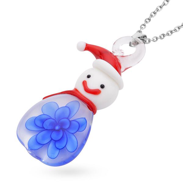 Mehfarbiger Anh&auml;nger im Murano-Stil mit 60cm Kette, Schneemann Design image number 4