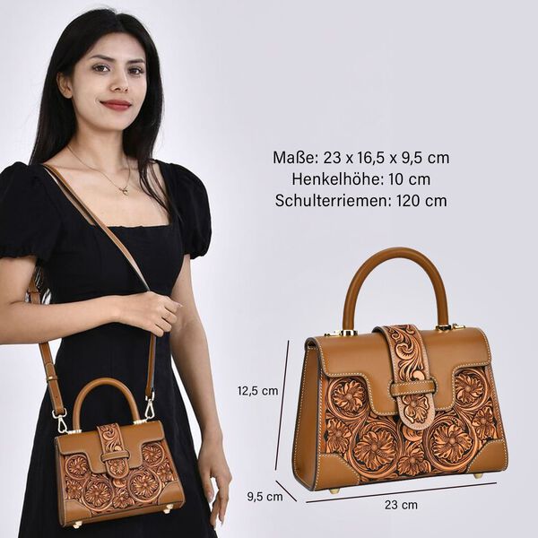 Grand Pelle  - Echtleder Handtasche, braun image number 5