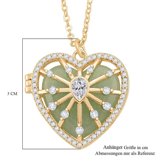 Herz Anh&auml;nger mit wechselbaren Edelsteinen und Kette, ca. 50 cm + 5 cm Extender, Nickelfreies Messing, Goldfarben image number 8