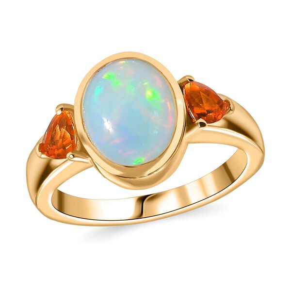 Natürlicher, äthiopischer Welo Opal, Feueropal Ring 925 Silber 750 Gelbgold Vermeil (Größe 21.00) ca. 2.02 ct image number 5