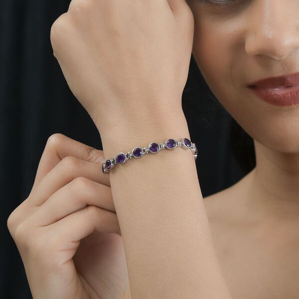 Afrikanischer Amethyst Armband ca. 19 cm Edelstahl ca. 8,46 ct. image number 3