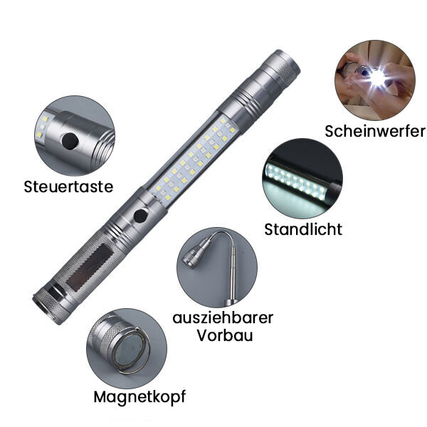 Multifunktionale LED Taschenlampe, 3xAAA Batterie (nicht inkl.), Silber image number 4