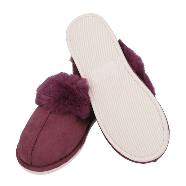 Wildleder Kunstfell Hausschuhe, Gr&ouml;&szlig;e 36-37, Weinrot image number 2