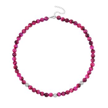 Rosane Tigerauge Halskette ca. 45 cm 925 Silber rhodiniert ca. 185.00 ct