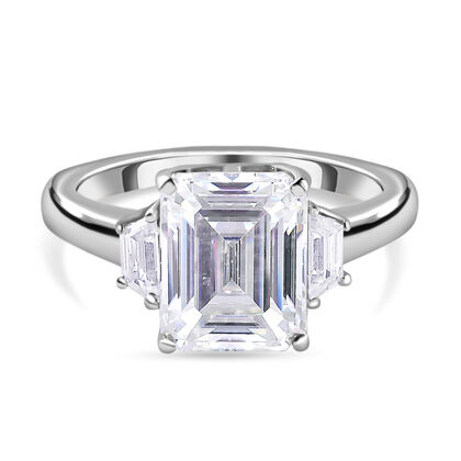 88 Facetten Moissanit-Ring, 925 Silber platiniert (Gr&ouml;&szlig;e 20.00) ca. 3,90 ct