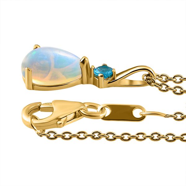 Nat&uuml;rlicher, &auml;thiopischer Welo Opal und Neon Apatit Anh&auml;nger, 925 Silber vergoldet, 1,70 ct. image number 4