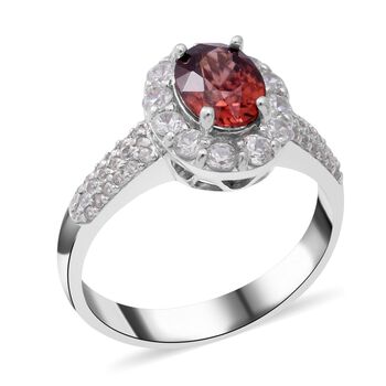 Rosa und wei&szlig;er Zirkon-Ring, 925 Silber platiniert  ca. 2,96 ct