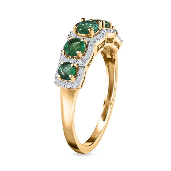 AAA Smaragd und Moissanit Ring in 375 Gold - 1,12 ct. image number 5