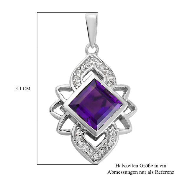 Afrikanischer Amethyst und Zirkon Anh&auml;nger 925 Silber platiniert image number 6