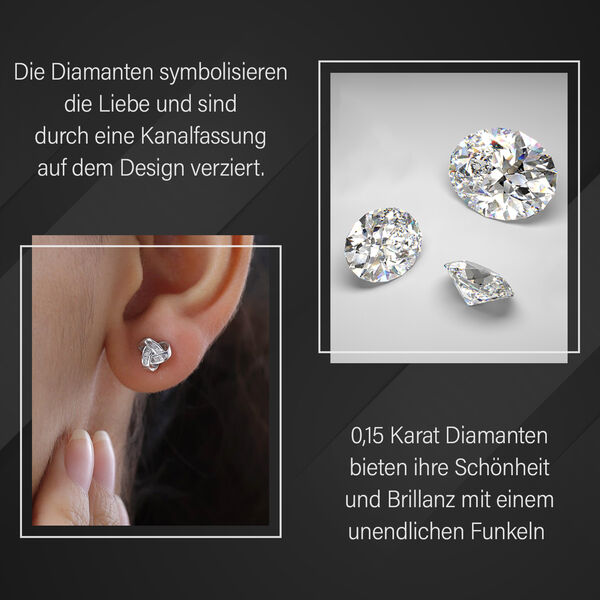 Liebesknoten wei&szlig;e Diamant-Ohrstecker - 0,15 ct. image number 3