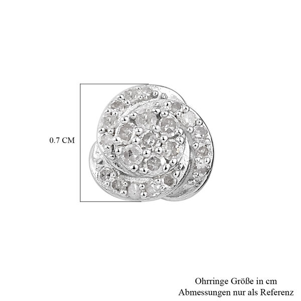 Florale Diamant-Ohrstecker in Silber image number 5