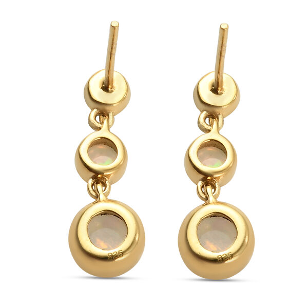 Nat&uuml;rlicher &Auml;thiopischer Opal und Zirkon Tropfen Ohrh&auml;nger 925 Silber vergoldet ca. 3,70 ct&nbsp; image number 4