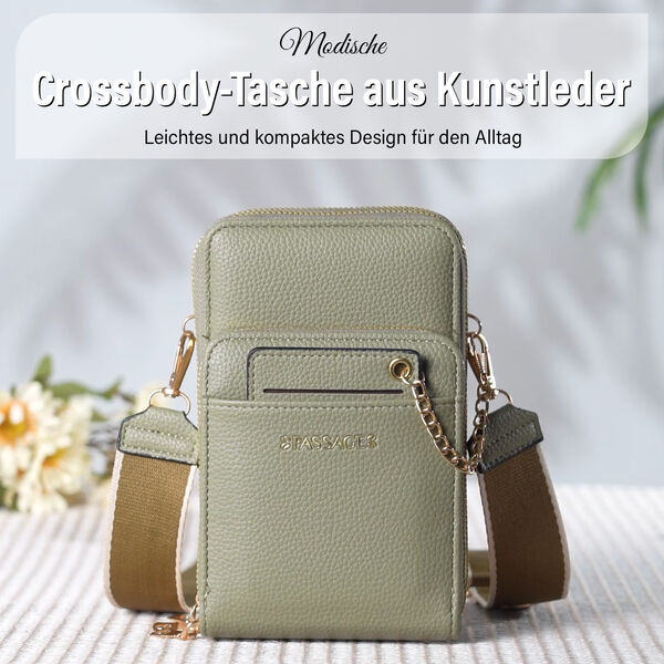 PASSAGE Crossbody Tasche, 18x6,5x11cm, Olivgrün image number 1