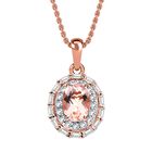 Morganit und wei&szlig;er Zirkon Anh&auml;nger mit Kette, 925 Silber Ros&eacute;gold Vermeil ca. 1.26 ct