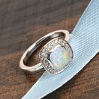 Natürlicher Äthiopischer Opal und Zirkon Halo Ring 925 Silber Platin-Überzug image number 1