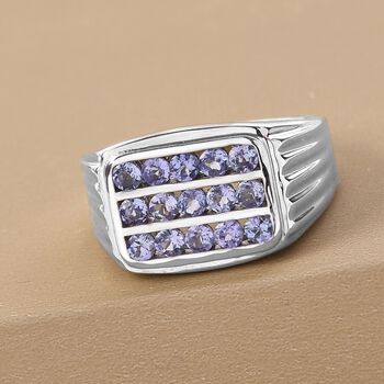 Tansanit-Ring, 925 Silber platiniert  ca. 1,28 ct