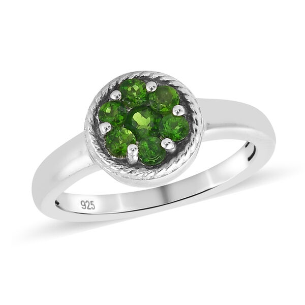 3er-Set Nat&uuml;rlicher Chromdiopsid Solit&auml;r Ring, Ohrstecker und Anh&auml;nger 925 Silber platiniert ca. 1,82 ct image number 3