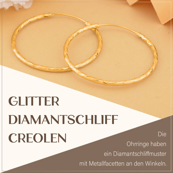 Glitter Diamantschliff Creolen in vergoldetem Silber image number 6