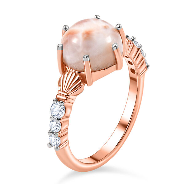 Djoy AA Natrolith, Wei&szlig;er Zirkon Ring 925 Silber &Uuml;berlagerung aus Ros&eacute;gold und Platin (Gr&ouml;&szlig;e 18.00) ca. 2.96 ct image number 5