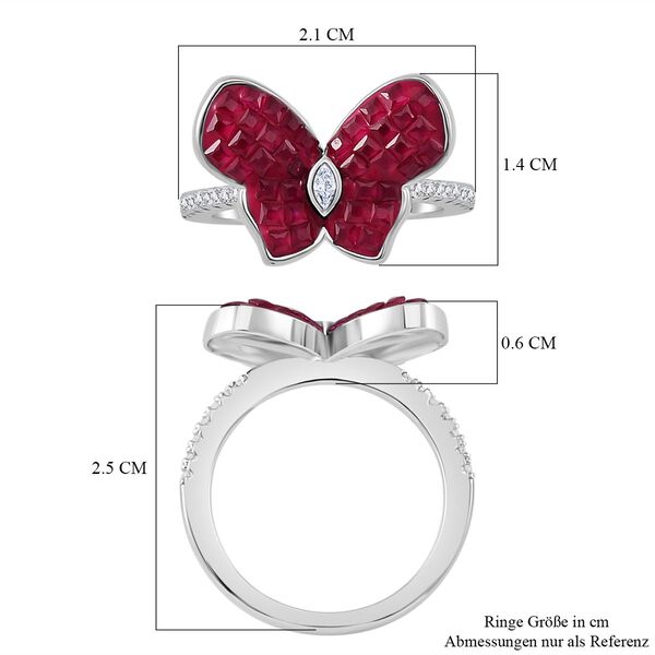 Rubin-Farbe und weißer Zirkonia Ring image number 6