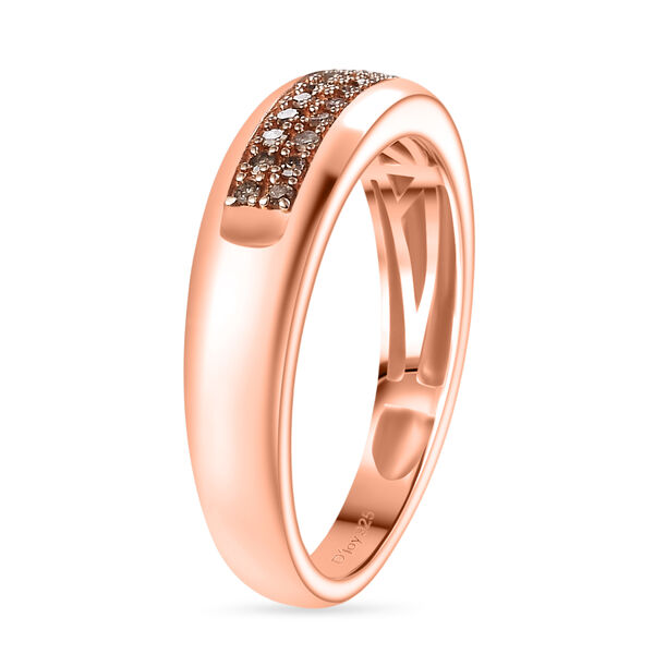 D'Joy Natürlicher Champagner Diamant Ring 925 Silber 750 Roségold Vermeil (Größe 16.00) ca. 0,10 ct image number 4