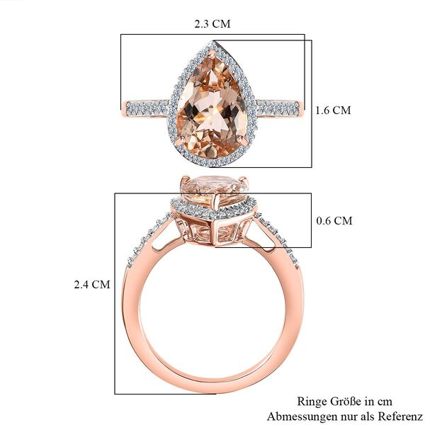 AAA Moroppino Morganit, Wei&szlig;er Diamant Ring, 585 Gold (Gr&ouml;&szlig;e 18.00) ca. 3.07 ct image number 6