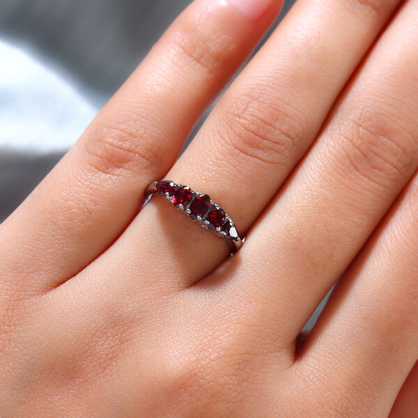 Anthill Granat 5-Stein-Ring, 925 Silber platiniert  ca. 1,13 ct image number 3