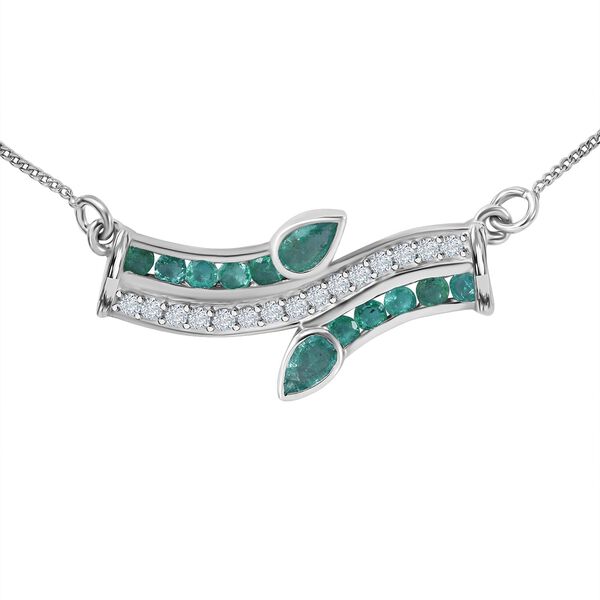 AAA Kagem Sambische Smaragd Halskette,  ca. 45 cm 925 Silber rhodiniert ca. 1,26 ct. image number 2